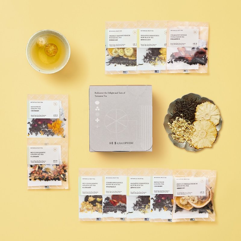 Recommended for beginners [Taiwan Fruit Tea Comprehensive Experience Group] Five flavors are satisfied at once - Tea - Fresh Ingredients Multicolor