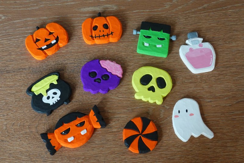 Halloween Magnet - 磁鐵 - 木頭 多色