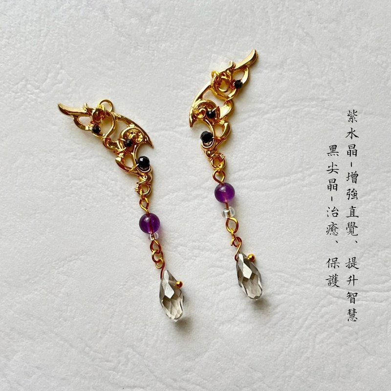 【光與夜之戀-查理蘇】 印象耳環 - 耳環/耳夾/耳骨夾 - 水晶 金色