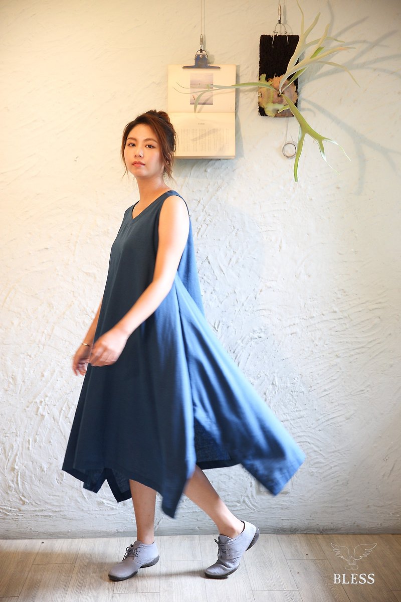 Natural Tencel Cotton Fabric Hand-made Long Dress - One Piece Dresses - Cotton & Hemp 