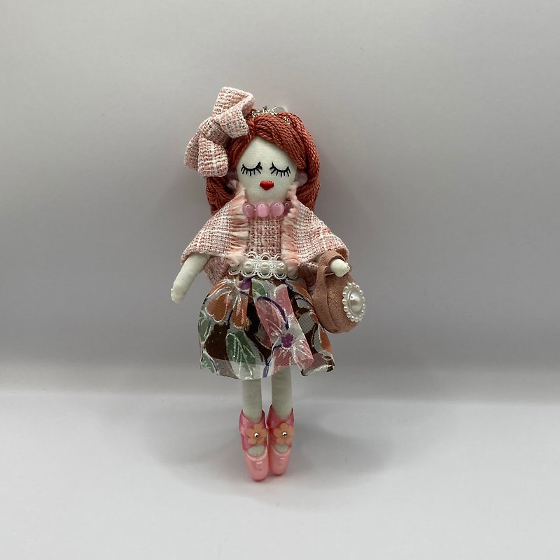 bag charm / releve doll【Laurie】 - เชือก/สายคล้อง - ผ้าฝ้าย/ผ้าลินิน สึชมพู