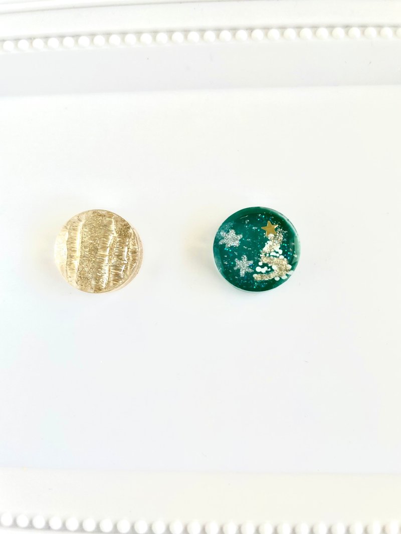 Christmas tree and lame gold earrings green - Earrings & Clip-ons - Resin Green