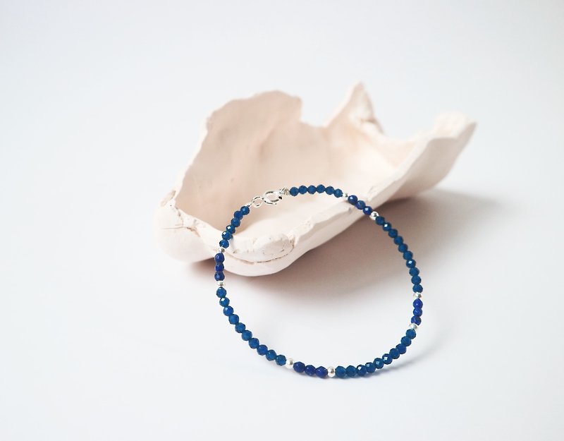 Jane Collection / Stare-Lapis Lazuli Blue Spinel 925 Sterling Silver Bracelet Beaded Natural Stone - ブレスレット - 半貴石 ブルー