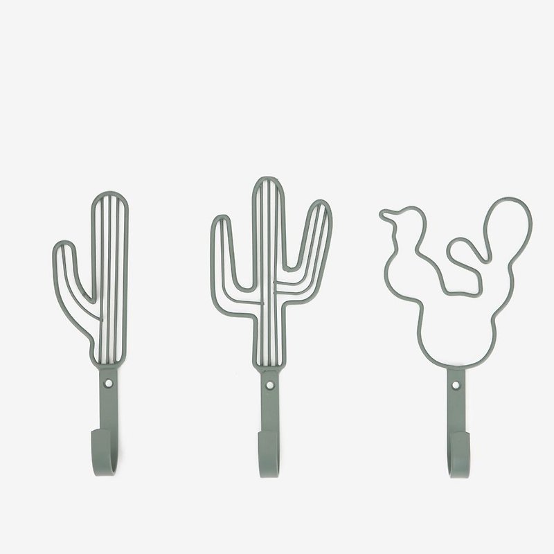 Dailylike Wall Hats Hooks Set (3 In) - Cactus, E2D00038 - ตะขอที่แขวน - โลหะ สีเขียว