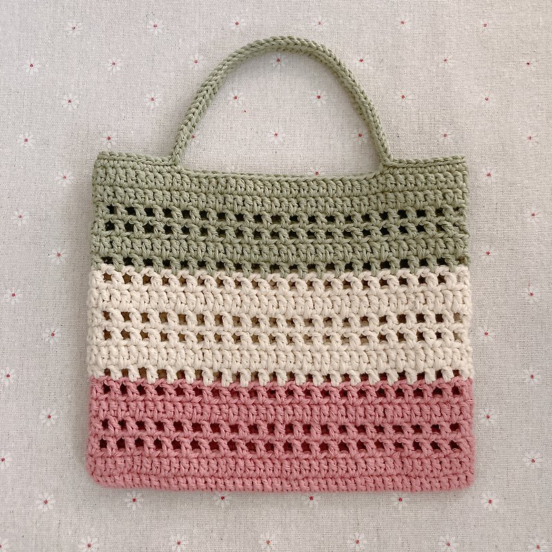 Strawberry matcha color popping small bag l fried bag handmade - กระเป๋าถือ - ผ้าฝ้าย/ผ้าลินิน 