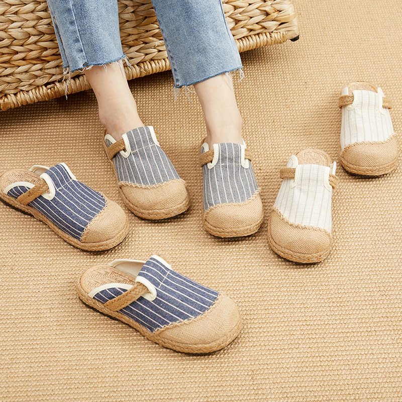 [Buy A, get B free] MUJI-style linen light shoes│1 pair of healthy breathable linen arch shoes - รองเท้าแตะ - ผ้าฝ้าย/ผ้าลินิน 