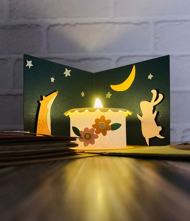 【手作りカード】森のどうぶつパーティー ギフトボックス/カード素材パック/ケーキ風 - カード・はがき - 紙 