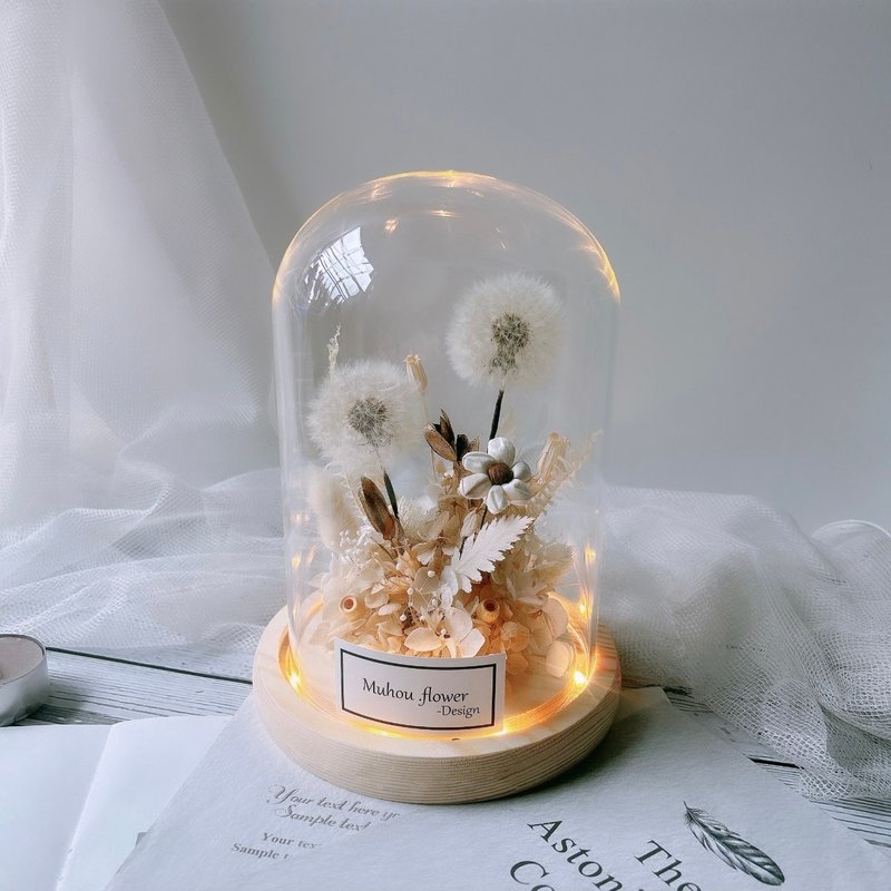 Glass cover dandelion immortalized flower customized engraving customized gift - Dried Flowers & Bouquets - Plants & Flowers 