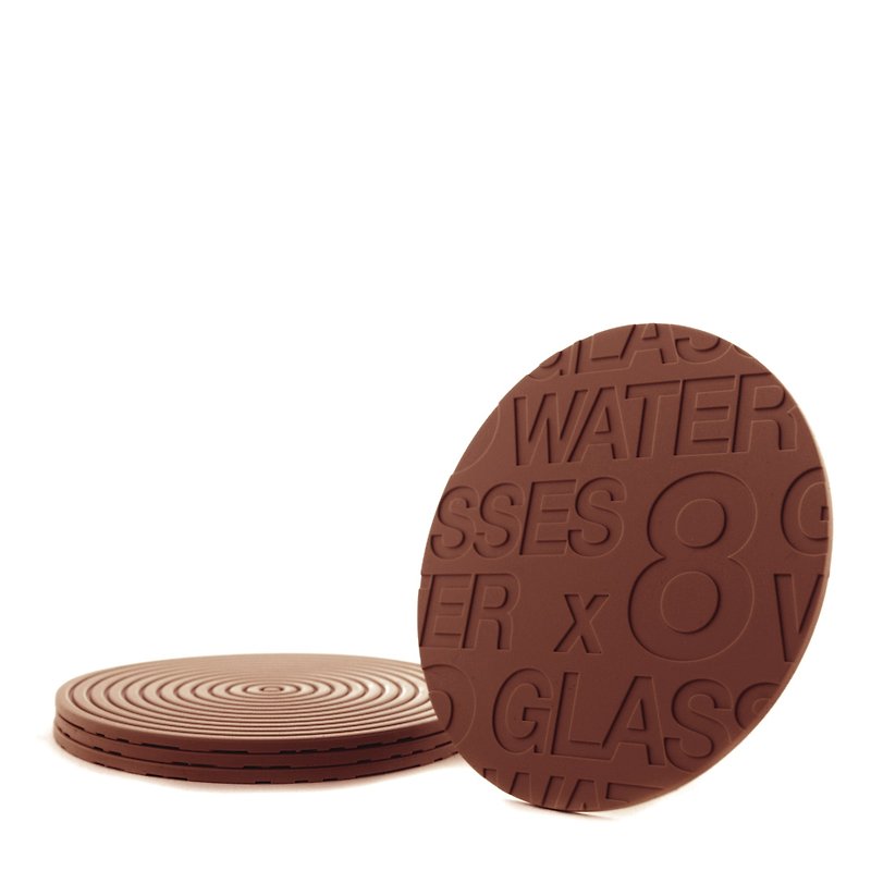 Water x 8 Coaster - Coasters - Silicone Brown