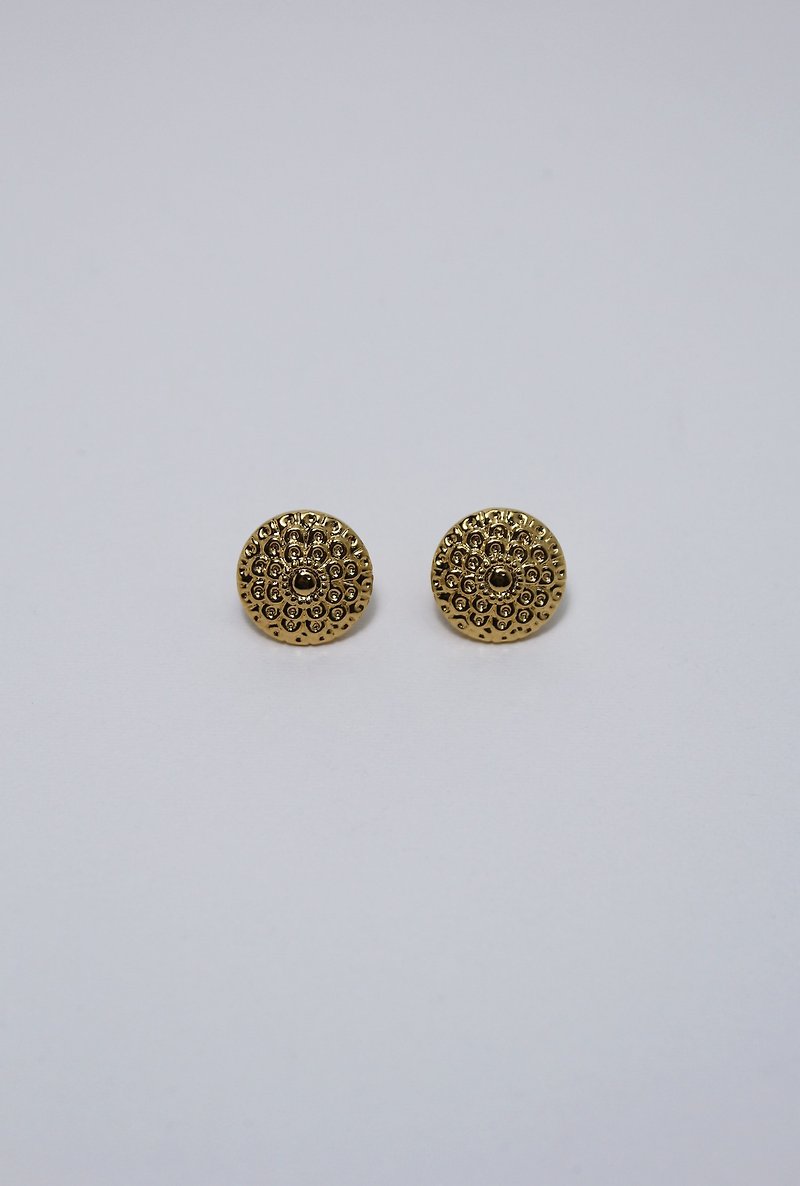 Copper & Brass Earrings & Clip-ons - BUTTON EARRING 15MM-Kaleidoscope