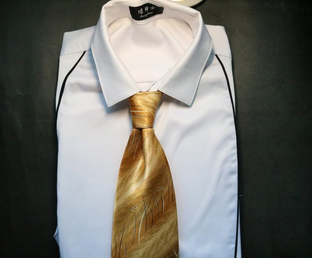 黄金色の麦穂ネクタイシルクビジネススーツ男性necktie - ショップ