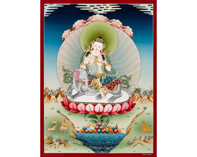 Handmade Ksitigarbha Thangka – Guardian of the Lost and Helpless -B06266 - Wall Décor - Other Materials 