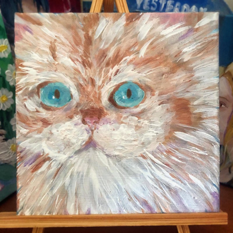 The look in your eyes∣It's a cat∣Hand-painted frameless painting - Posters - Acrylic Khaki