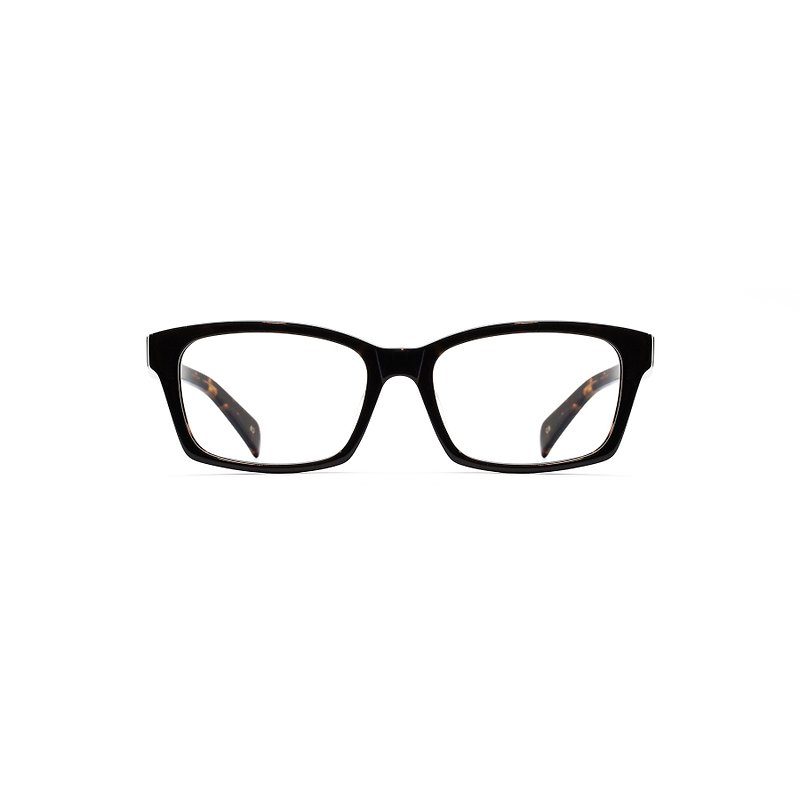 Classic dark tortoise square-frame acetate glasses - กรอบแว่นตา - วัสดุอื่นๆ สีดำ