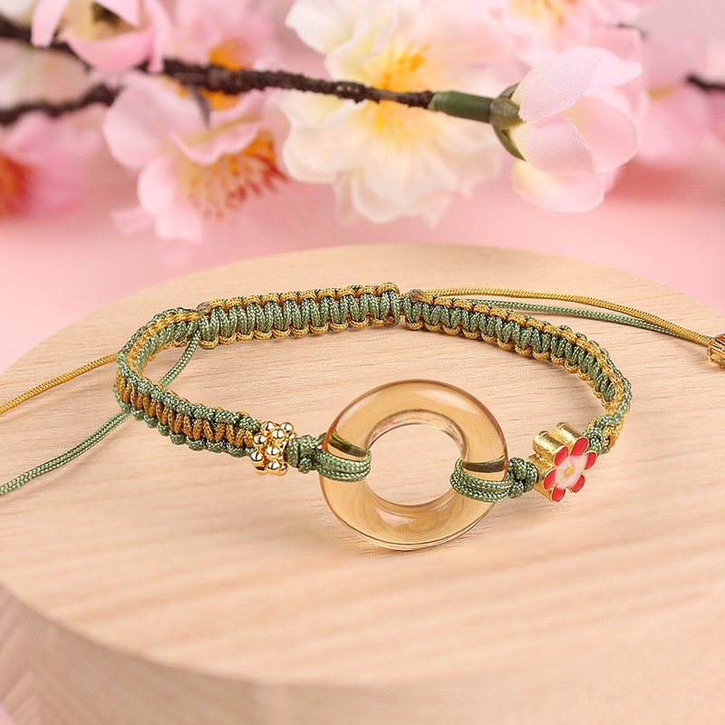 Braided Bracelet | Citrine Bracelet | Little Perfect Classic Safety Clasp - สร้อยข้อมือ - คริสตัล สีเหลือง