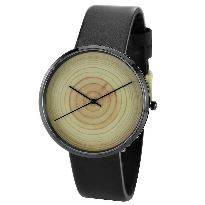 年輪時計ブラックラージユニフォームユニセックスデザイン世界中送料無料 - 腕時計 ユニセックス - ステンレススチール ブラック