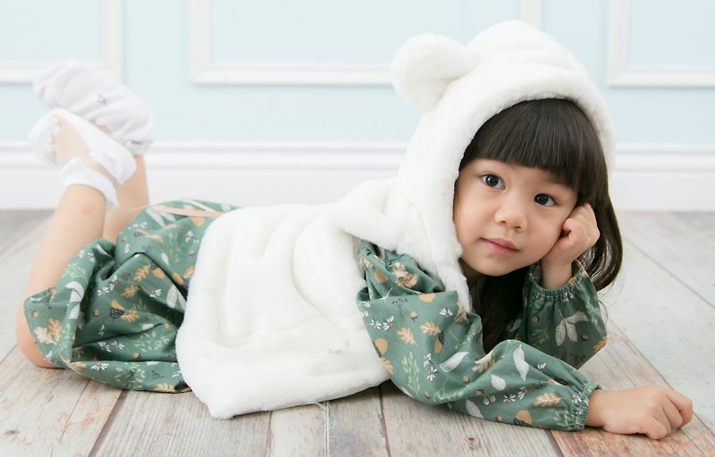 Cutie Bella Furry Bear Ears Hooded Horn Buckle Vest White - Coats - Polyester 