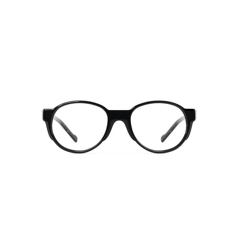 ブルーと黒の大理石ボストン フレーム アセテート メガネ - 眼鏡・フレーム - 金属 ブラック