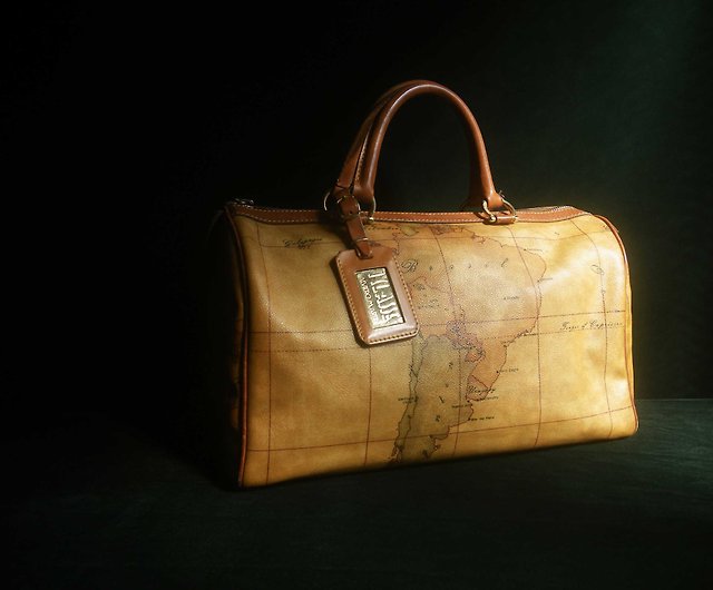 OLD-TIME] Early second-hand bag Alviero Martini map Boston bag