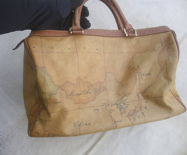 OLD-TIME] Early second-hand bag Alviero Martini map Boston bag