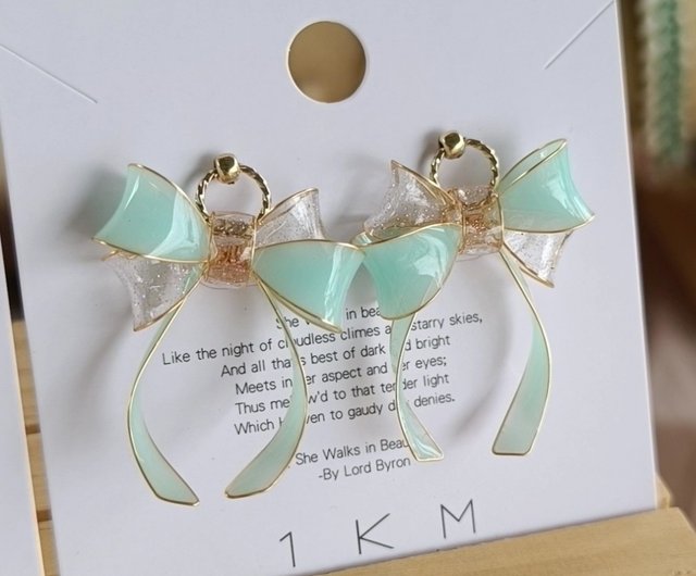 1KM Sweet Complex・2色リボンレジンピアス - ショップ 1KM Accessory