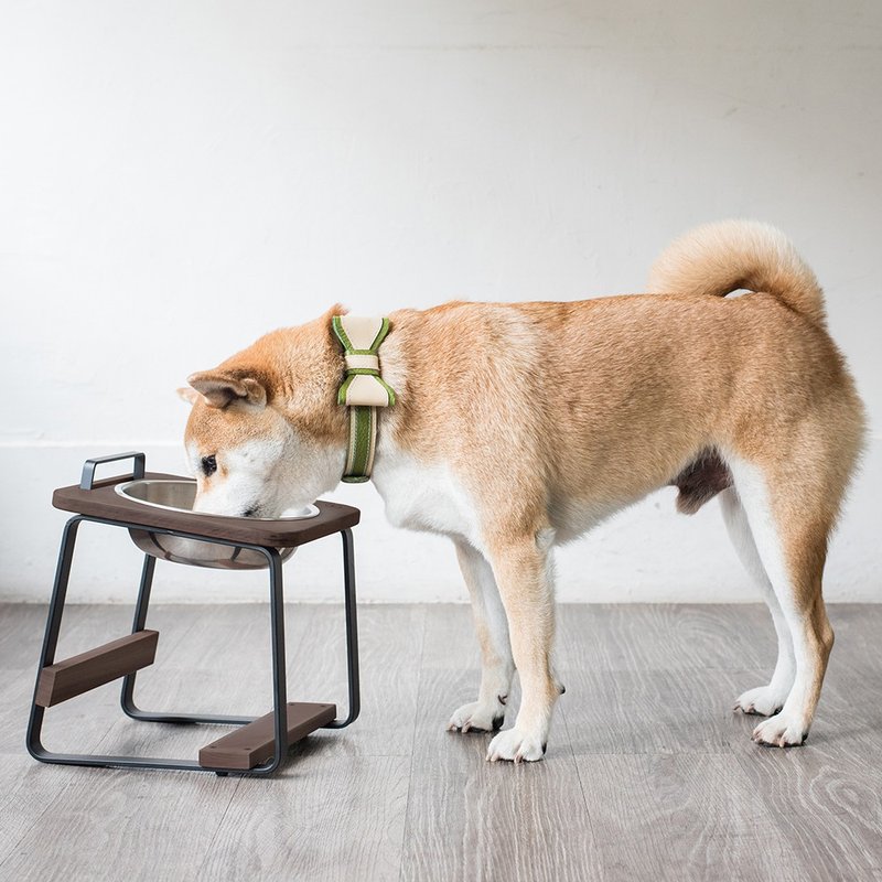 原木寵物托高碗架  M/胡桃木色 - 寵物碗/碗架 - 木頭 咖啡色