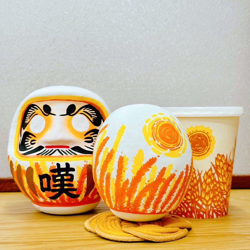 香港風味系列 - 麥芽花紙杯達磨 及 手工編織達磨墊 - 裝飾/擺設  - 紙 多色