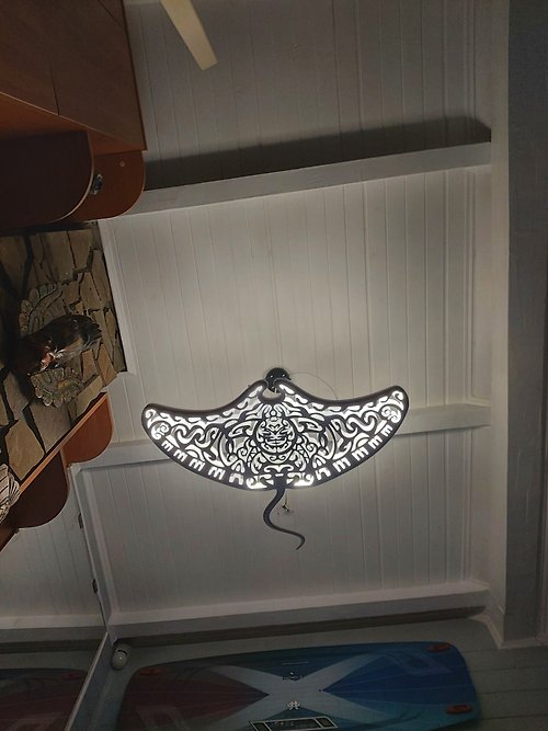 HANDYCOR Manta Ray Ceiling Chandelier or Wall Led Lamp in Maori Nautical Style Home Decor