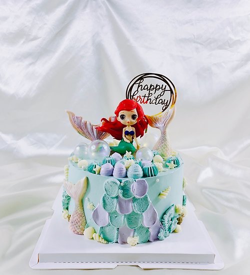 GJ.cake 美人魚 迪士尼 生日蛋糕 客製 卡通 周歲寶寶 女友款 6 8吋 面交