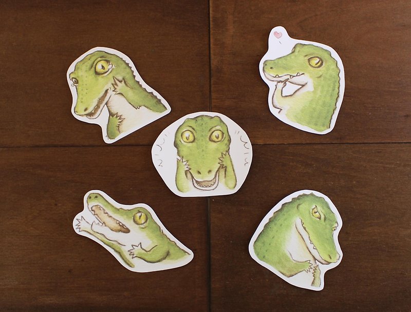 Meng Meng crocodile waterproof stickers - สติกเกอร์ - วัสดุกันนำ้ สีเขียว