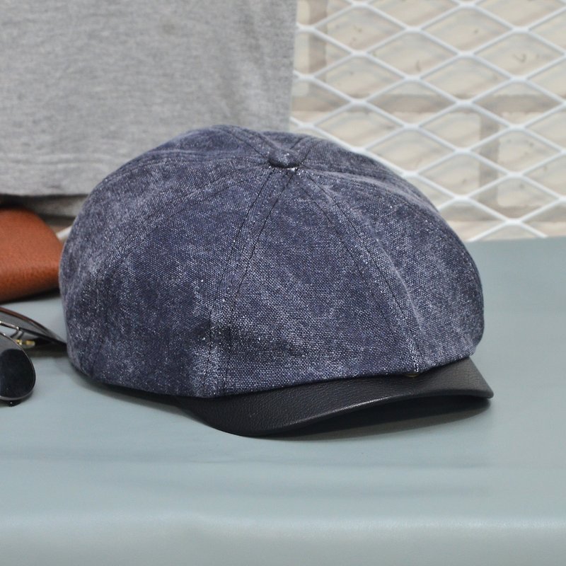 Newsboy hat black washed canvas wine bag cloth gift European and American popular British drama Peaky Blinders - Hats & Caps - Cotton & Hemp Black