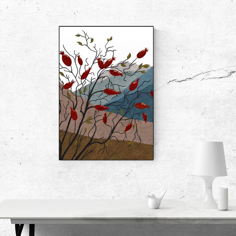 Autumn decor, rosehip in the mountains, digital print, luxury home decor - 其他數位設計 - 其他材質 