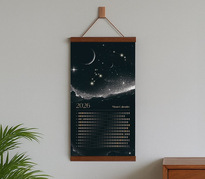 2026月相曆星河掛布 - 壁貼/牆壁裝飾 - 其他人造纖維 黑色