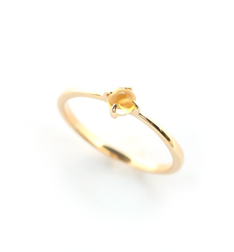 Citrine K10 Pinky Ring Cabochon Cut ~MUOT~ November Birthstone - แหวนทั่วไป - เครื่องเพชรพลอย สีเหลือง