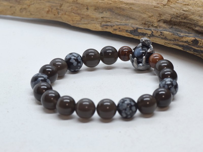 Limited to one item: Armadillo stone bracelet for protection - สร้อยข้อมือ - เครื่องประดับพลอย สีดำ