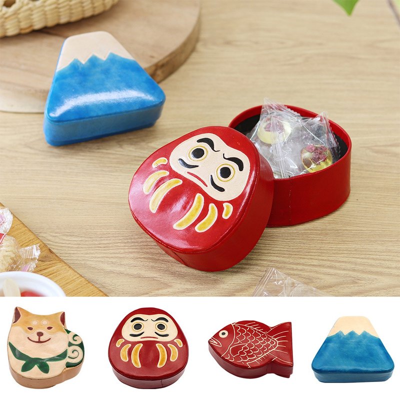 【預訂】印度製 日本緣起物山羊皮小盒子 - 擺飾/家飾品 - 真皮 紅色