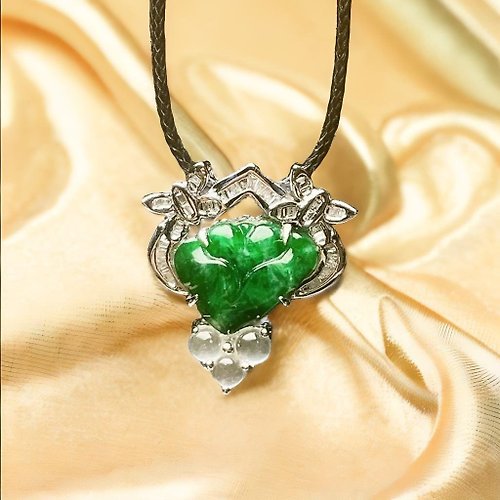 瓔珞珠寶盒 E.L.Jewelry Box 正陽綠翡翠含苞待放項鍊 18K金鑽石鑲嵌 | 天然緬甸玉翡翠A貨