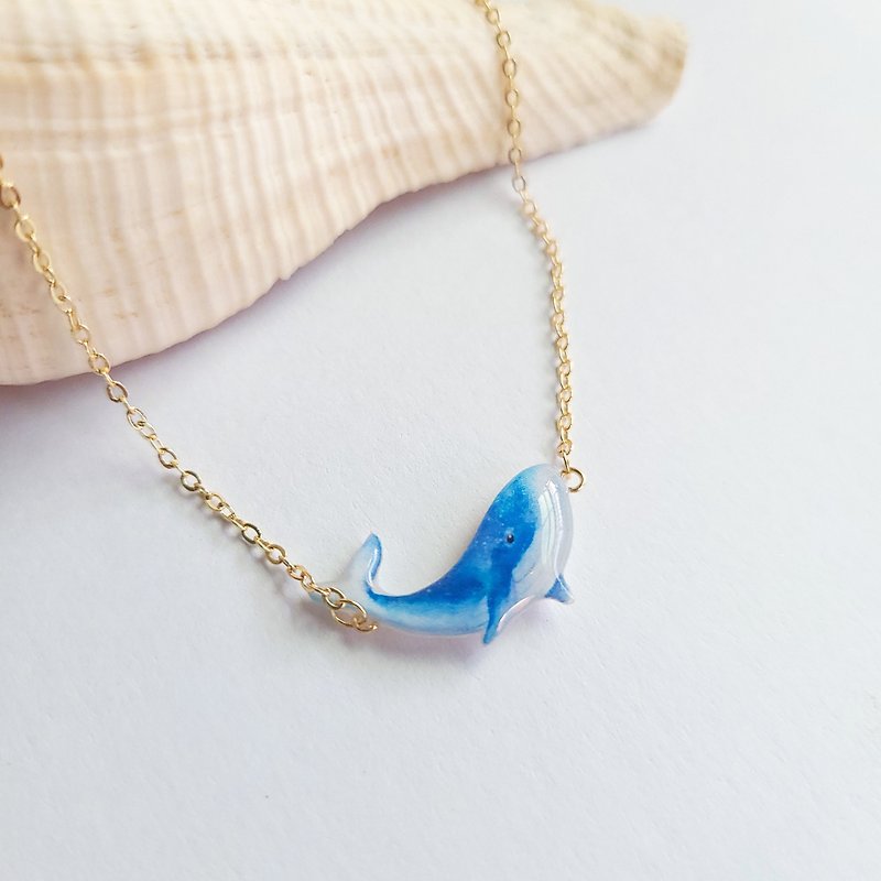 Ocean Series-Blue Anchovy Necklace - สร้อยคอ - เรซิน สีน้ำเงิน