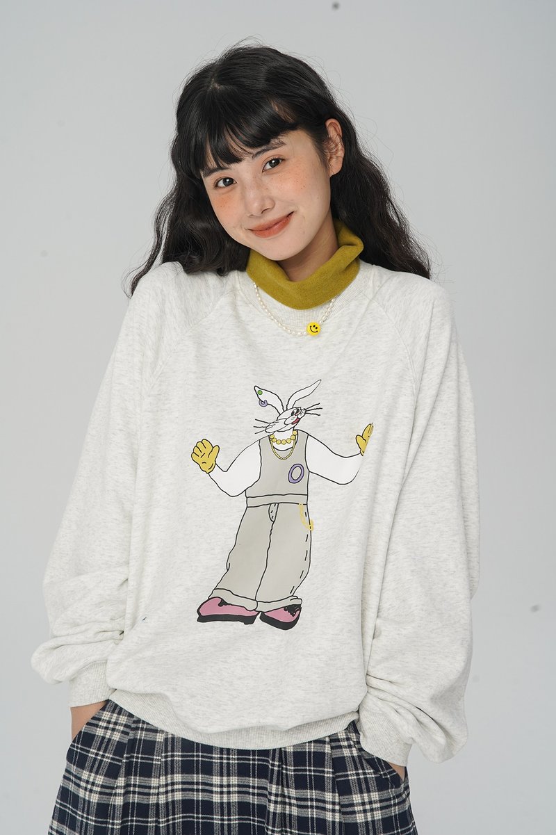 odd maker wears gold and Silver Klein blue retro cartoon Japanese loose sweater - เสื้อผู้หญิง - ผ้าฝ้าย/ผ้าลินิน 