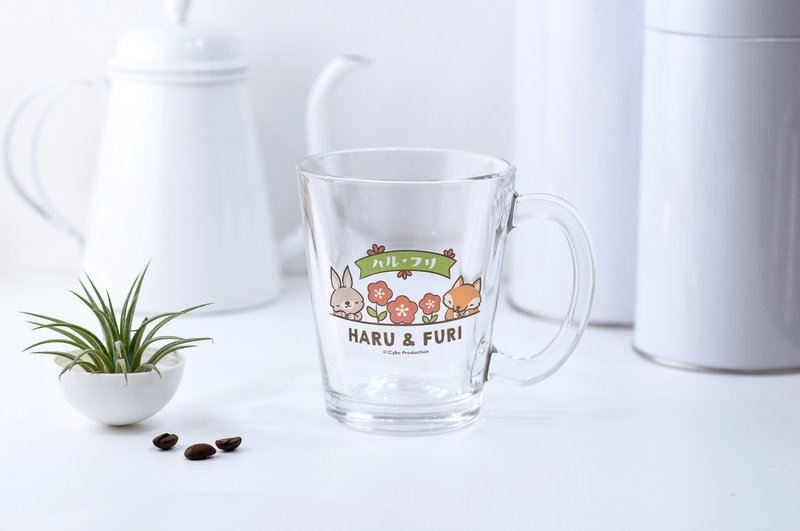 有耳玻璃杯 / 彩色花花圖案 - 玻璃杯 - 玻璃 透明