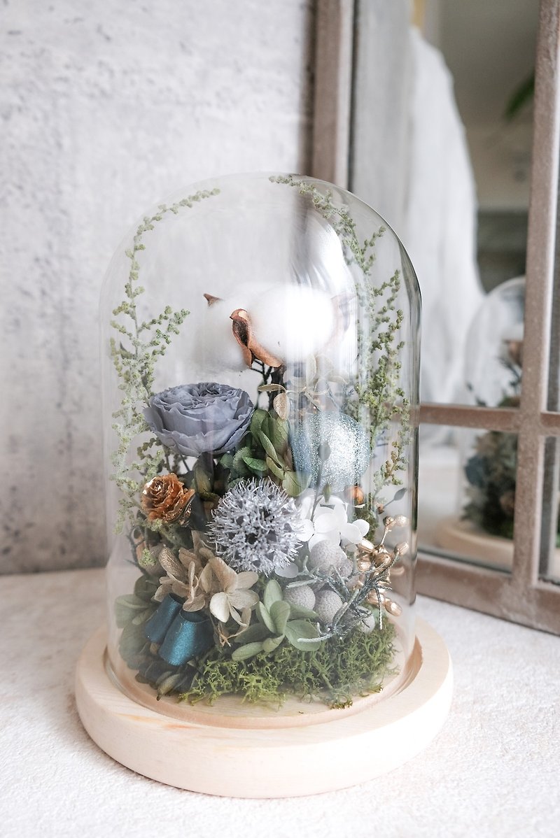 Glass Bell Jar/Eternal Flower Bell Jar/Eternal Flower/Dried Flower/Wizard of Oz/Mystery/Forest/Cotton - Plants - Plants & Flowers Green