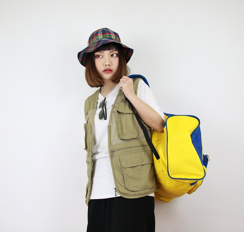 Back to Green Fisherman's vest with deep khaki and/or men and women can wear vintage F-15 - เสื้อกั๊กผู้ชาย - เส้นใยสังเคราะห์ 