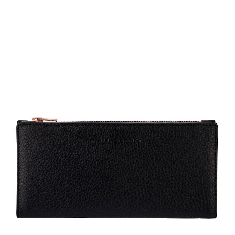 IN THE BEGINNING Australian Leather Long Clip_Black / Black - Clutch Bags - Genuine Leather Black