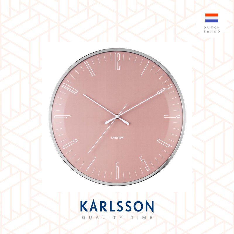 荷蘭 Karlsson, Wall clock Dragonfly dusty pink, Dome glass - 時鐘/鬧鐘 - 玻璃 粉紅色