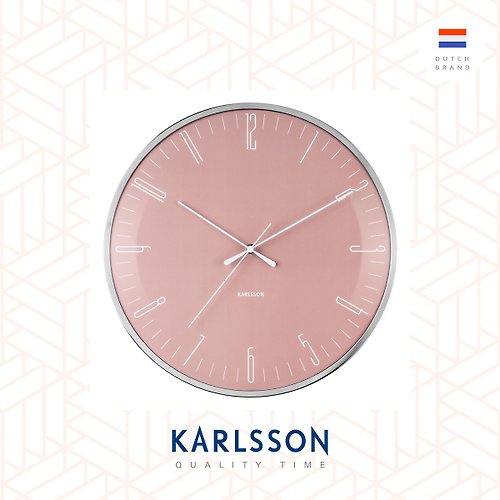 Ur Lifestyle 荷蘭 Karlsson, Wall clock Dragonfly dusty pink, Dome glass