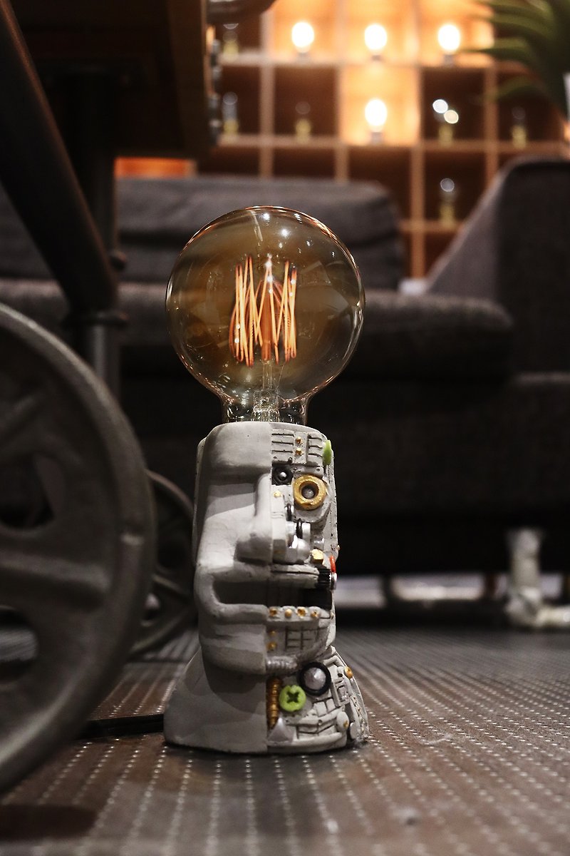 曙MUSE 半機器摩艾水泥桌燈 LED燈 鎢絲燈泡 USB燈 擺飾 - 燈具/燈飾 - 水泥 灰色