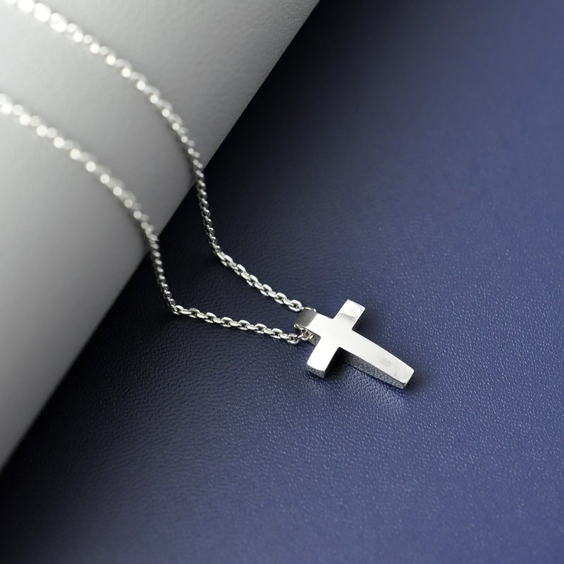 Sterling Silver Cross Necklace (S),SV925 - Necklaces - Sterling Silver Silver