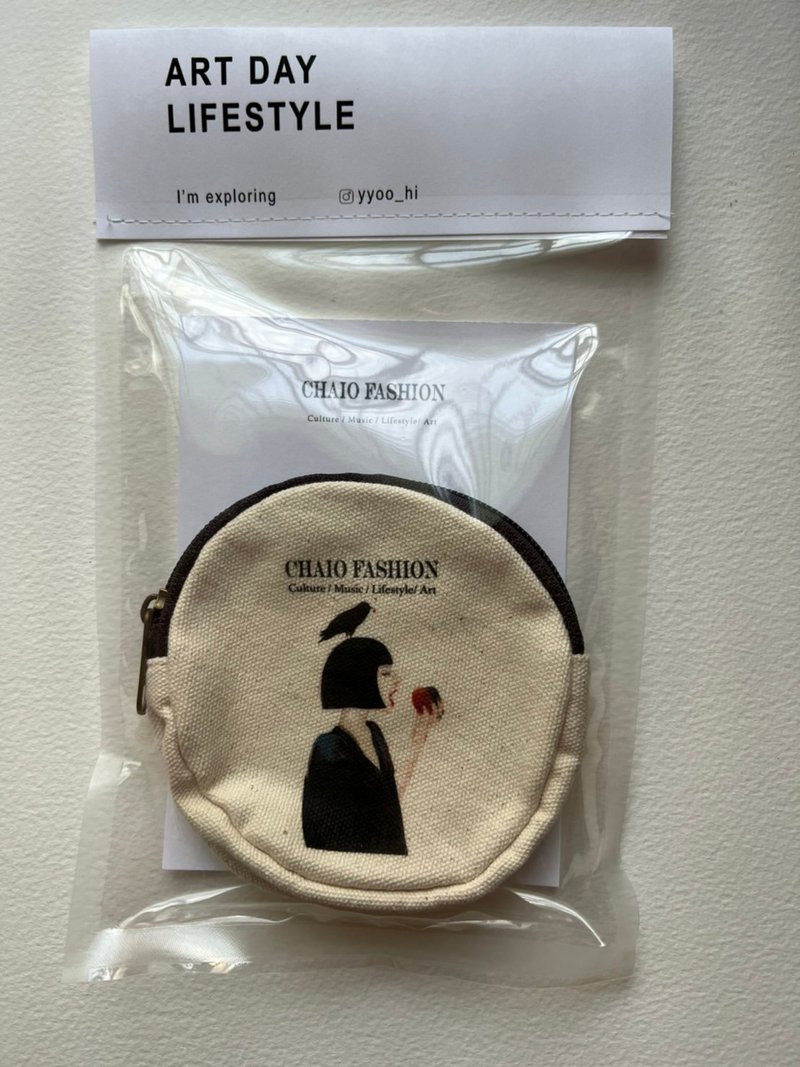 Chaiofashion missing / Artistic Circular Canvas Coin Purse - กระเป๋าใส่เหรียญ - ผ้าฝ้าย/ผ้าลินิน 