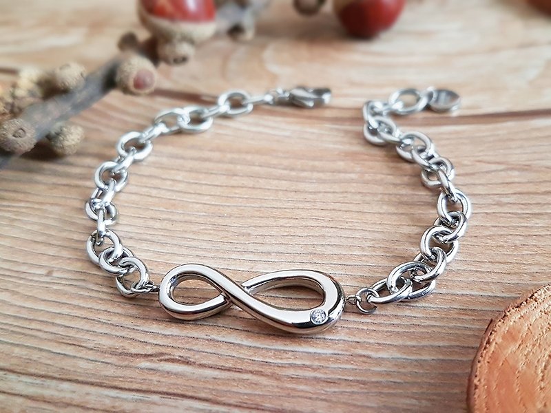 Infinty stainless steel ( L size) bracelet  8.6" - Bracelets - Stainless Steel Silver