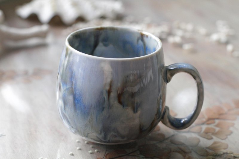 Hand-glazed oil painting style porcelain cup/mug 21 - Mugs - Pottery Blue